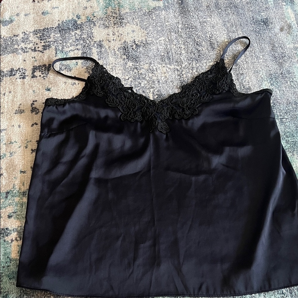 Express Black Satin Lace-Trim Camisole